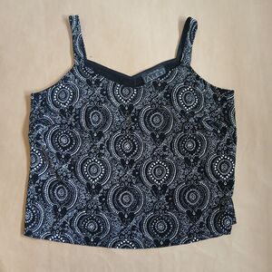 Alex Evenings Tank Top Size 1X Black With Silver Sparkle & Glitter Lined Blouse
